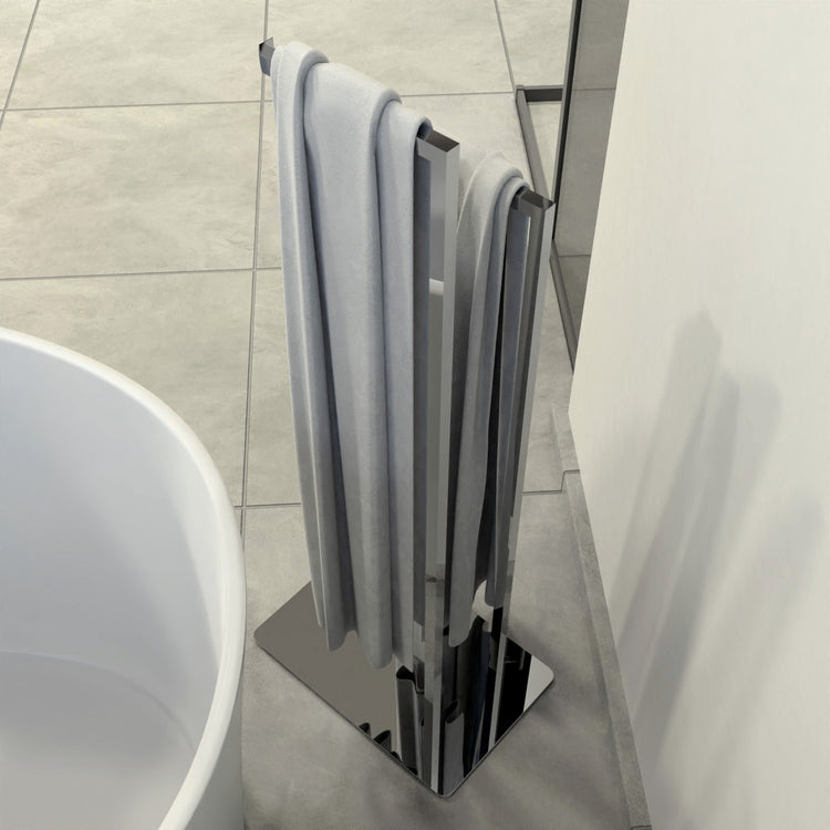 2-Rail Towel Rack Holder, double bar, sturdy - Chrome