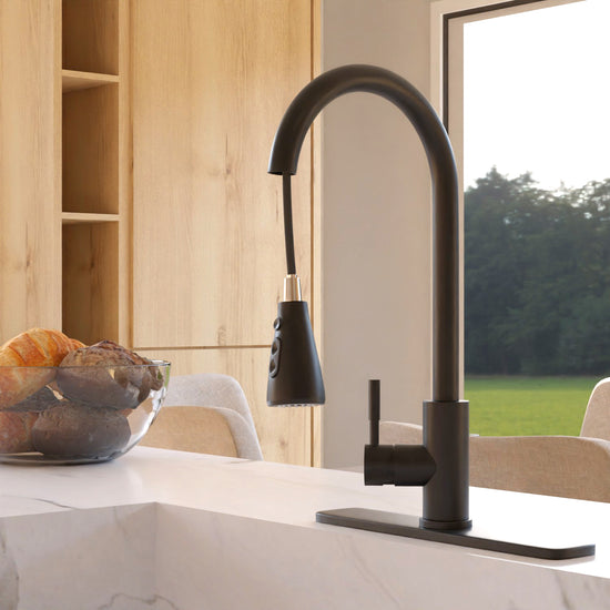 Eurotrend-US ECO Kitchen Faucet - Matte Black - Modern Design, Pull-Down Spray Head, Drinking Water Filter for Kitchen Sink