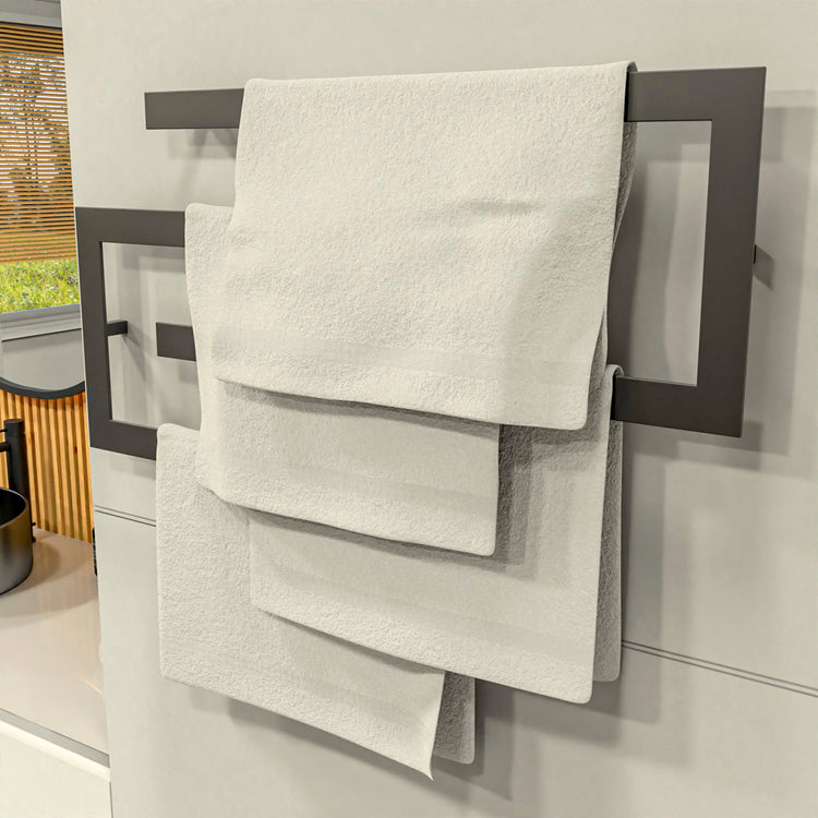 Modern C-Shape Towel Shelf/Rack - Matt Black