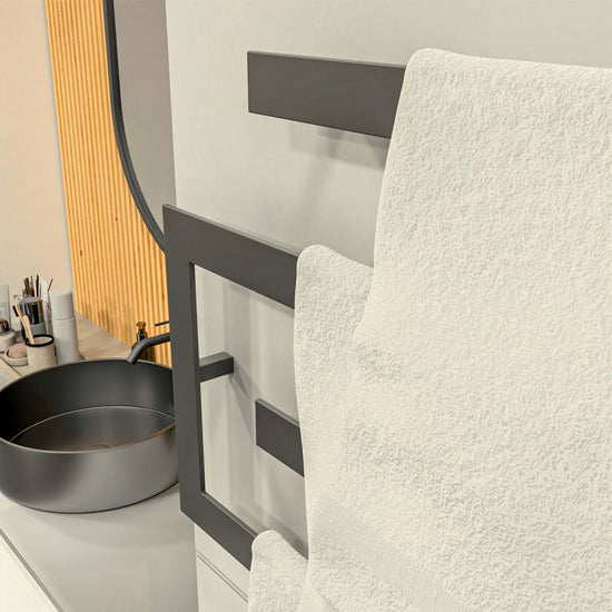 Modern C-Shape Towel Shelf/Rack - Matt Black