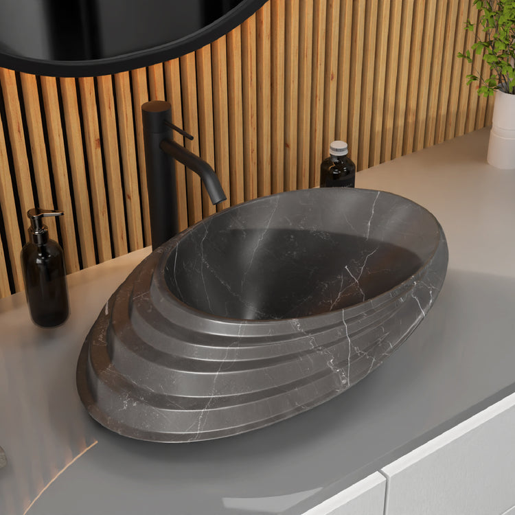 Oval Counter Basin - Marble Black